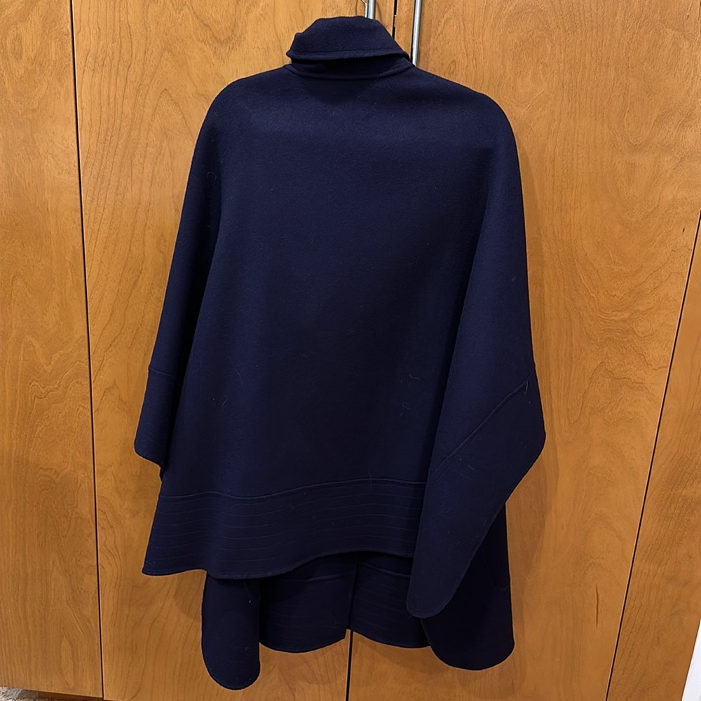 Blue Cashmere and merino shawl cape coat swing wrap Nap nwt unique